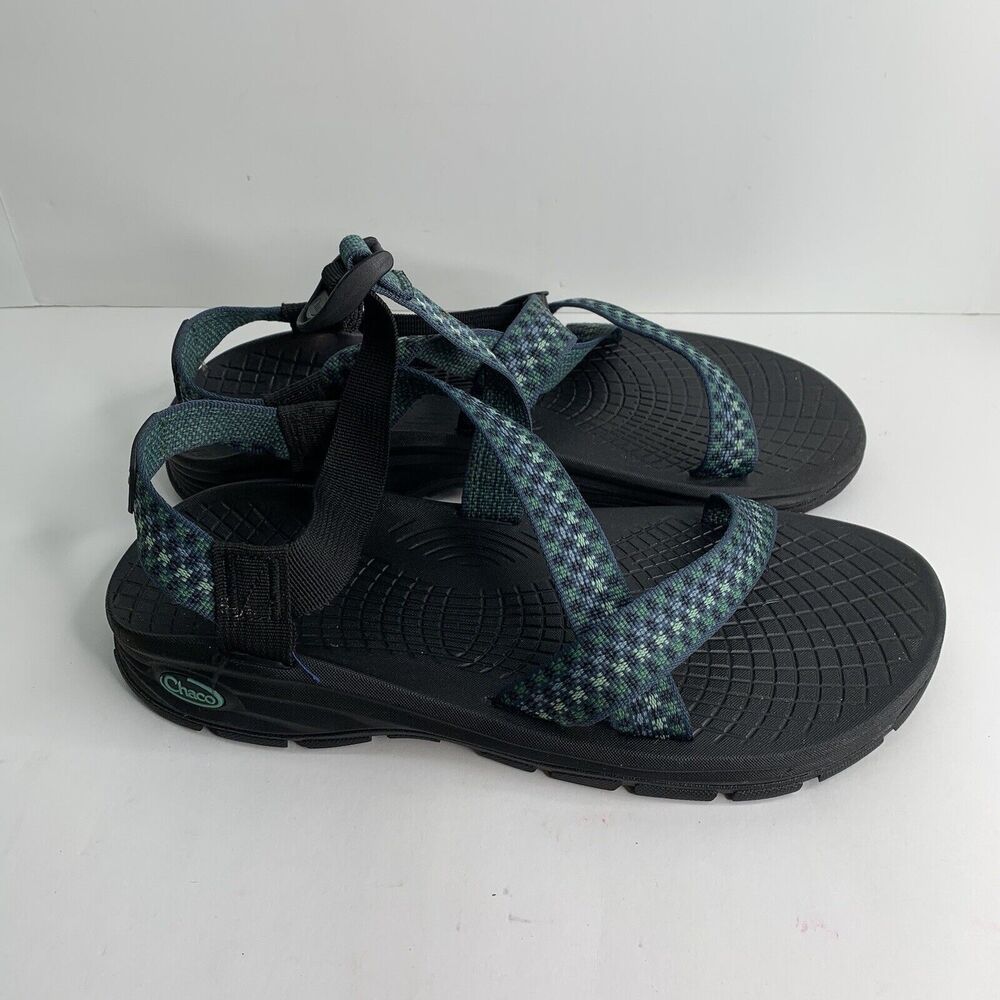 Chaco Mens 13 Sandals Blue Black Printed Pull On Shoes Hiking Water Zvolv‎ 2